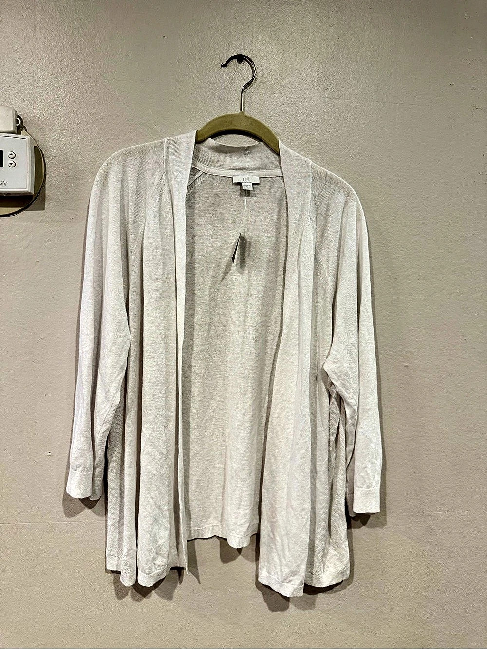 J.Jill Fine-Textured-Seams Open-Front Cardi White XL